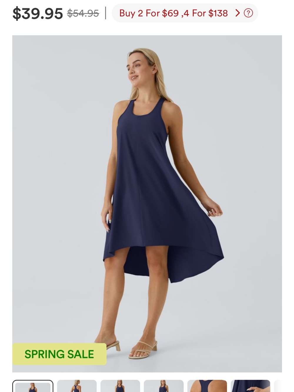 NWTHalara Breezeful Backless Racerback Side Pocket High Low Flowy Midi Quick Dry
